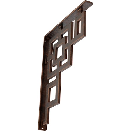 Ekena Millwork Eris Wrought Iron Bracket, (Single center brace), Antiqued Copper 1 1/2"W x 12"D x 15"H BKTM01X12X15SERACO